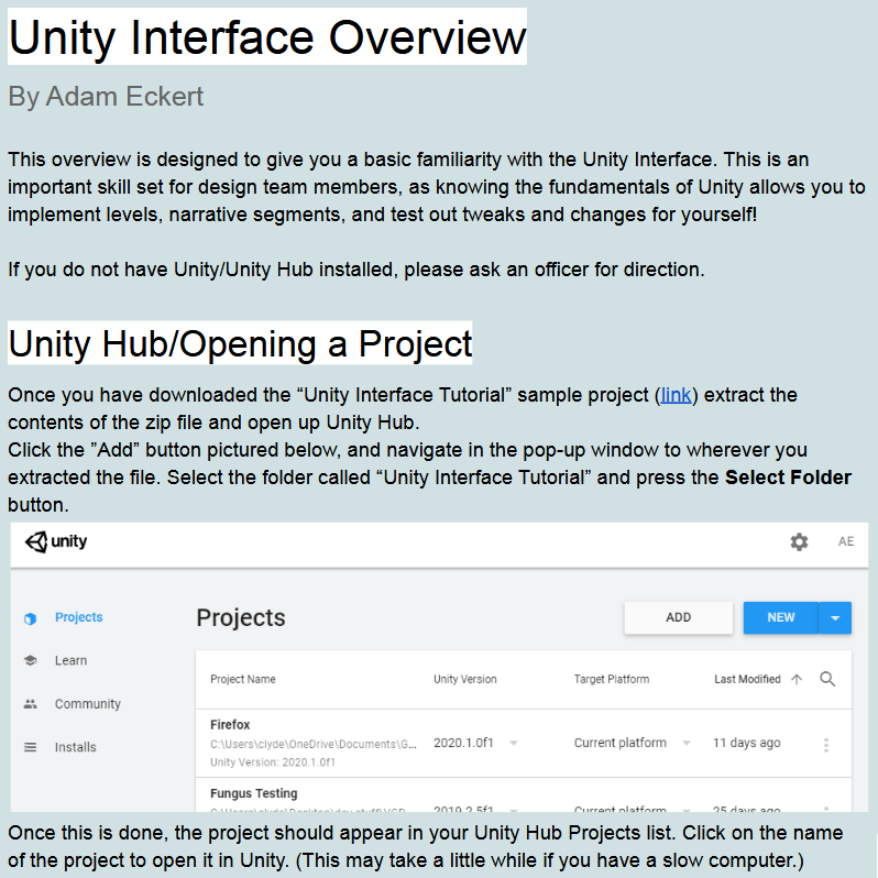 Unity Interface Overview